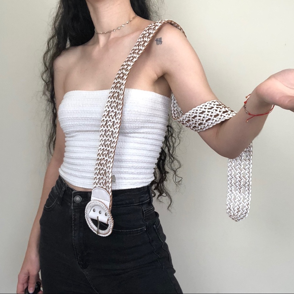 American Eagle genuine leather white belt L/XL